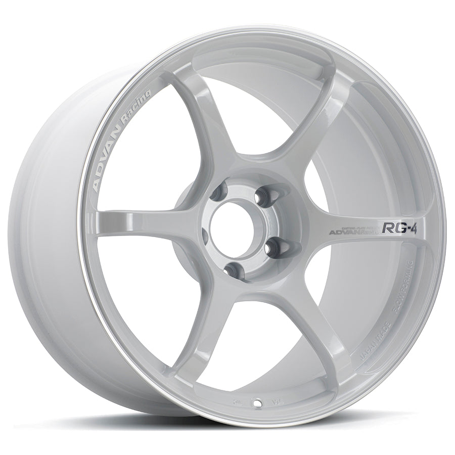 Advan RG-4 18x9.5 +25 5x112 Racing White Metallic & Ring
