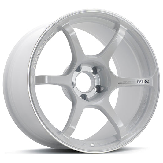 Advan RG-4 18x9.5 +12 5x114.3 Racing White Metallic & Ring